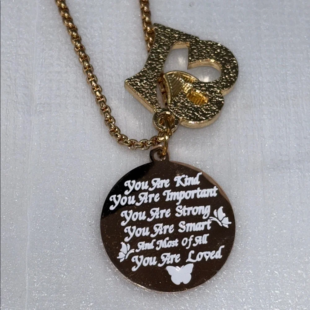 13 yr old girl jewelry gift set Gold NecklacePendant and charm bracelet NWT
